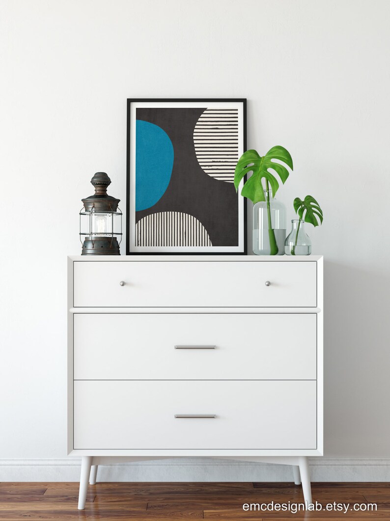 Minimalist Blue White Gray Wall Art Modern Studio Modern Etsy