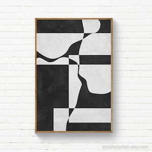 Black & White Original Artwork Print Abstract Digital Painting, Original Art for Living Room Black White Decor