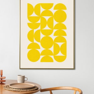 Bright Yellow Modern Wall Art Print / Simple Minimalist Design Yellow Semicircles Wall Art / Pineapple Lemon Electric Yellow Artwork Design image 4