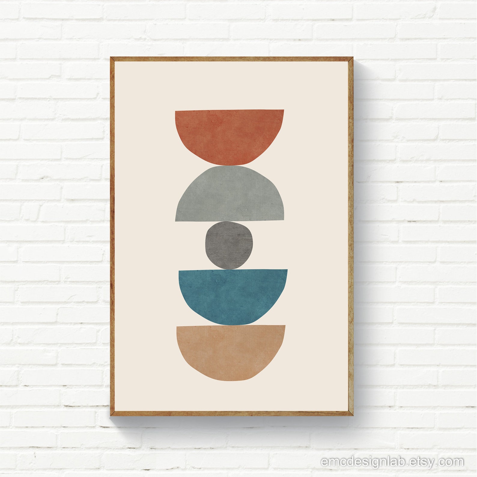 Set of 3 Wall Art Prints in Burnt Orange Blue Gray Beige Semi Etsy