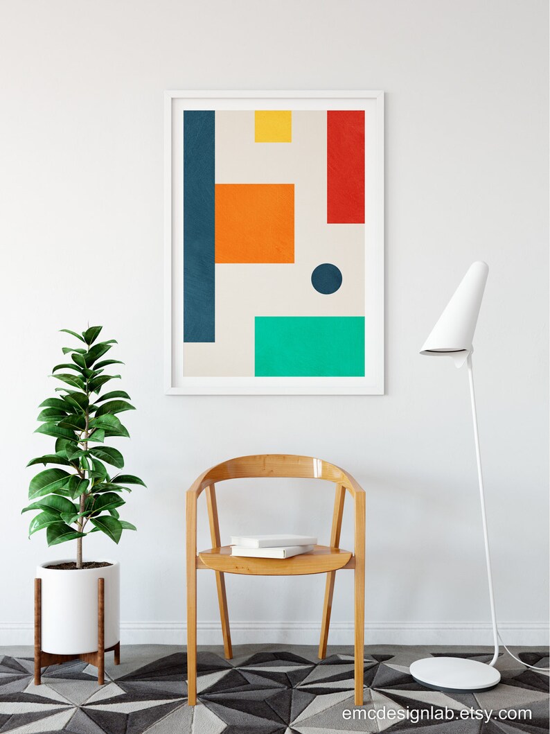 Colorful Abstract Nursery Wall Decor Geometric Abstract Etsy