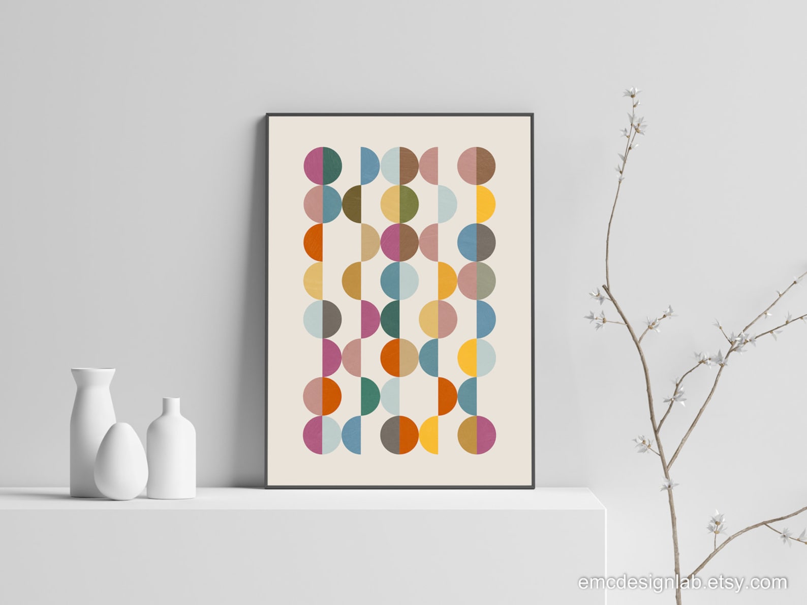 Colorful Circles Print Half Moon Wall Art Colorful Kids Room Etsy