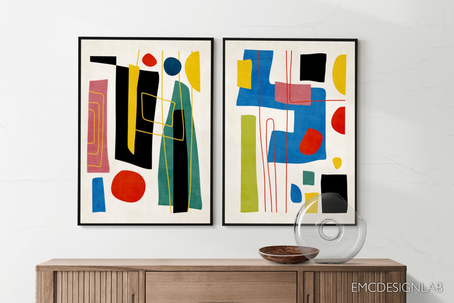 Abstract Contemporary Set of 2 Print Exclusive Black & Colors