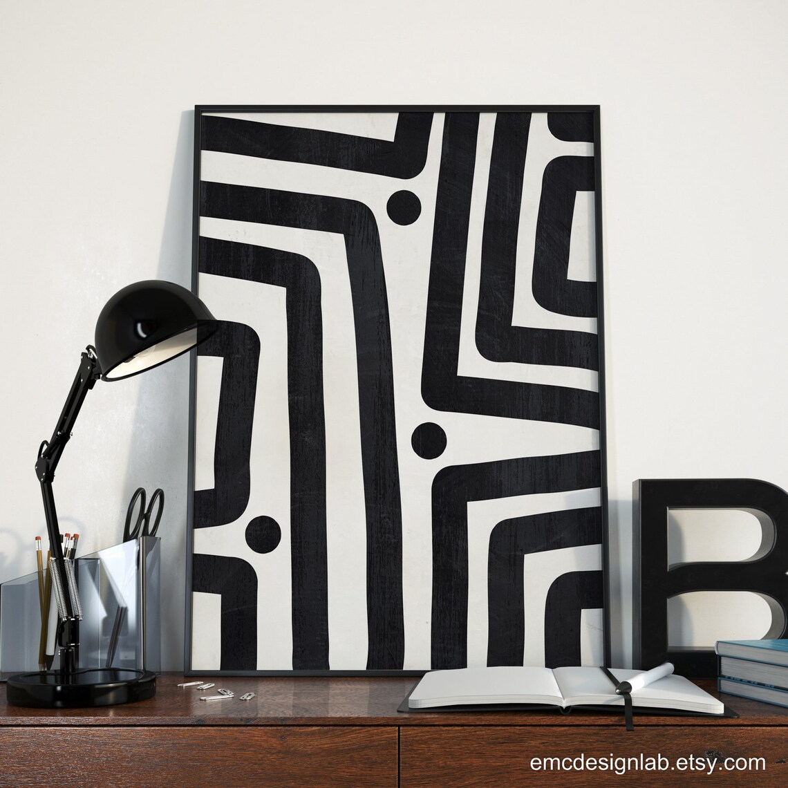 Bold Black Lines Wall Art Black and White Abstract Wall Art Etsy