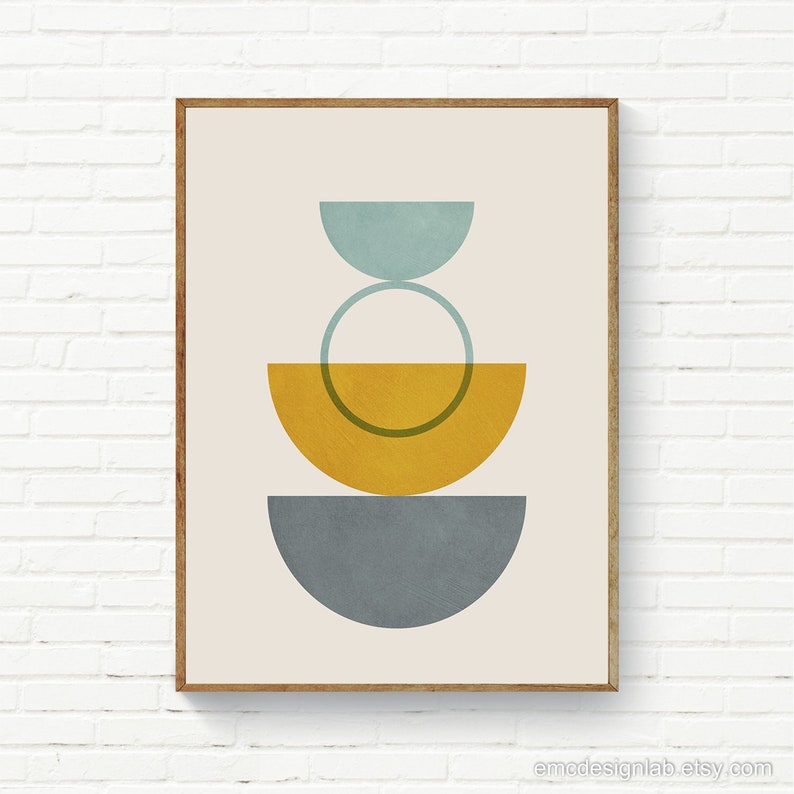 Set of 3 Mustard Wall Art Gray Mustard Print Set Original Etsy