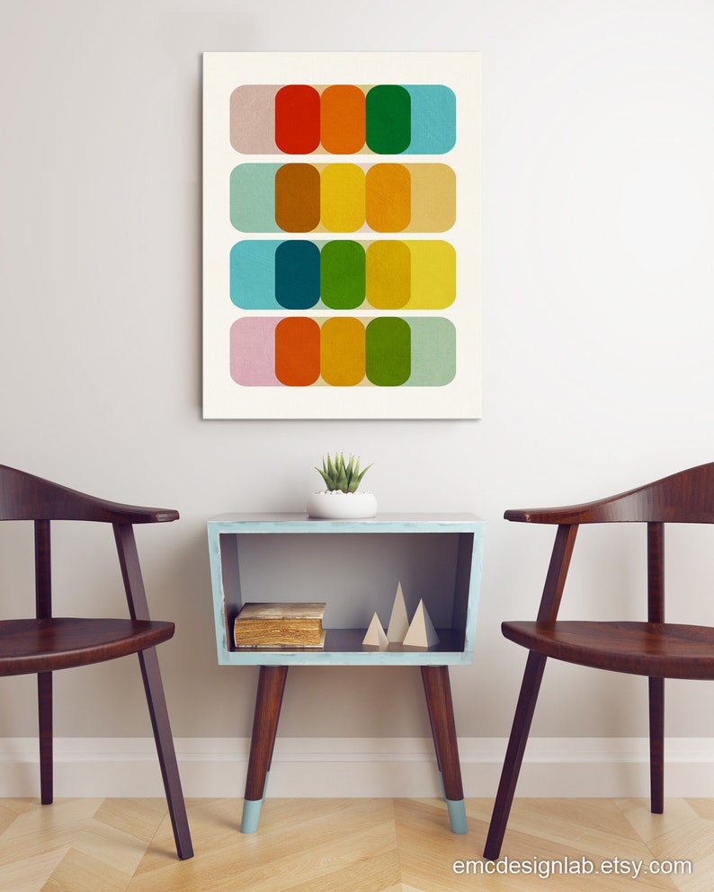 Mid Century Modern Colorful Wall Art, Graphic Design Artwork, Large Size Print, Colorful Art Prints 24x36 image 10