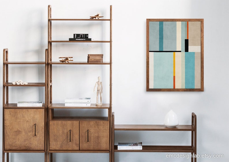 Modern Abstract Geometric Art Print Light Blue Tones Rich Minimalism - Etsy