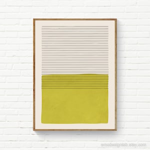 Chartreuse Green Minimal Art Print, Black Lines Color Block Chartreuse Wall Art, Minimalist Simple Unique Digital Artwork