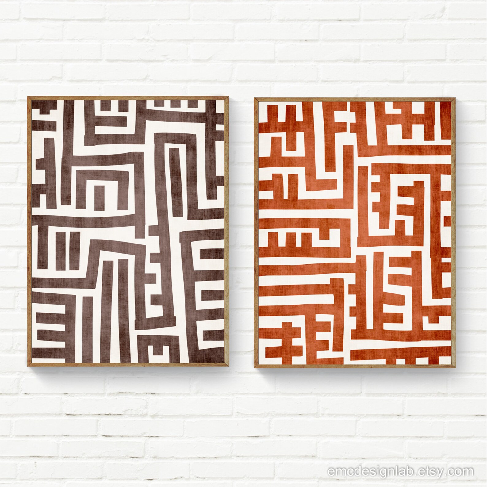 Burnt Orange Geometric Modern Wall Art / Original Unique Bold - Etsy - Unique Geometric Modern Wall Decor