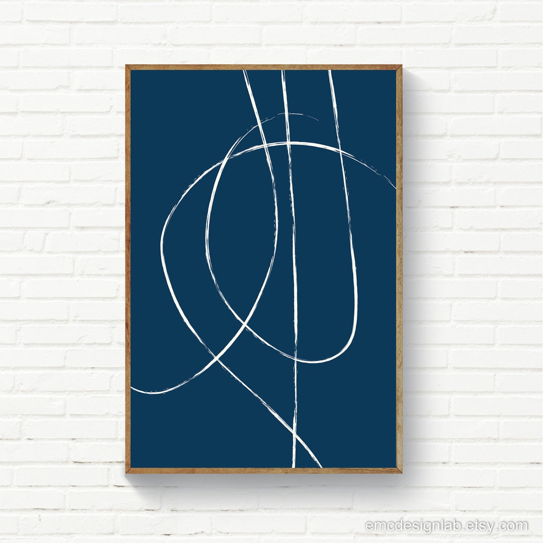 Navy & White Wall Art Poster Large Size Navy Cream Printable Etsy