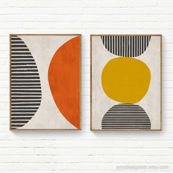 Abstract Art White and Yellow Etsy