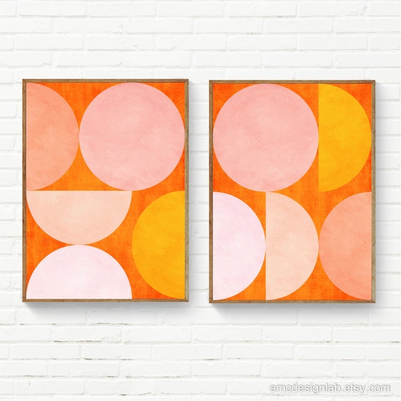 Modern Abstract Pink and Orange Colorful Art Print Modern Abstract Pink and Orange Colorful Art Print