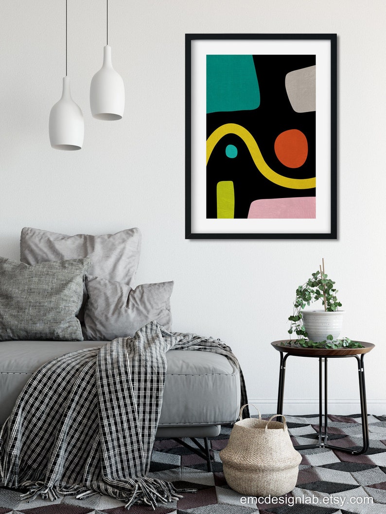 Abstract Original Print Black Background Wall Art Etsy