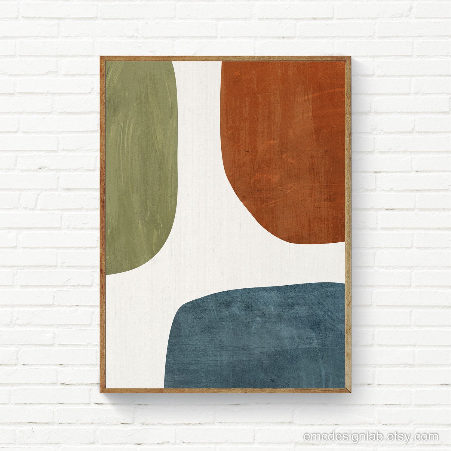 Abstract Minimalist Art Print Set, Rust Green Beige Blue High Quality ...