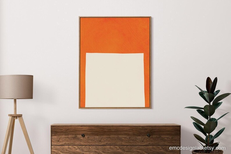 Orange Wall Art Print Minimalist Decor / Abstract Simple Color Block ...