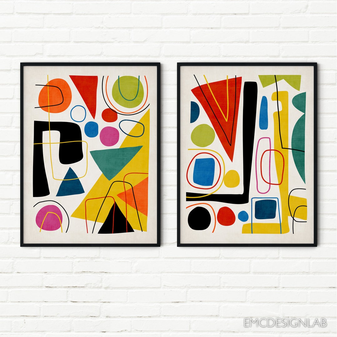 Abstract Maximalist Colorful Art Print Set Exclusive Contemporary