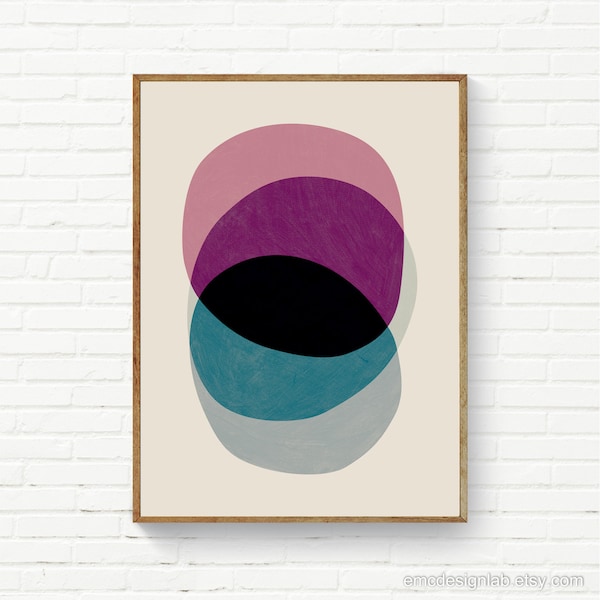 Blue Purple Pink Gray Original Artwork, Abstract Plum Modern Living Room Wall Art, Magenta Bold Decor, Office Prints, Modern Office