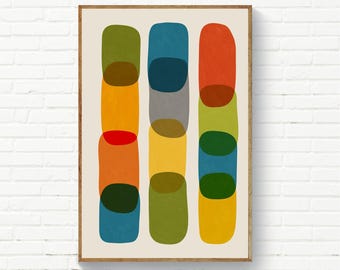 MCM Colorful Print, Original Wall Art Modern Abstract, Modern Wall