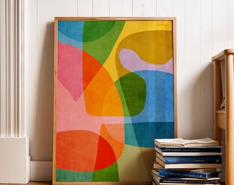 Bright Organic Shapes Modern Design Art Print, also as Canvas