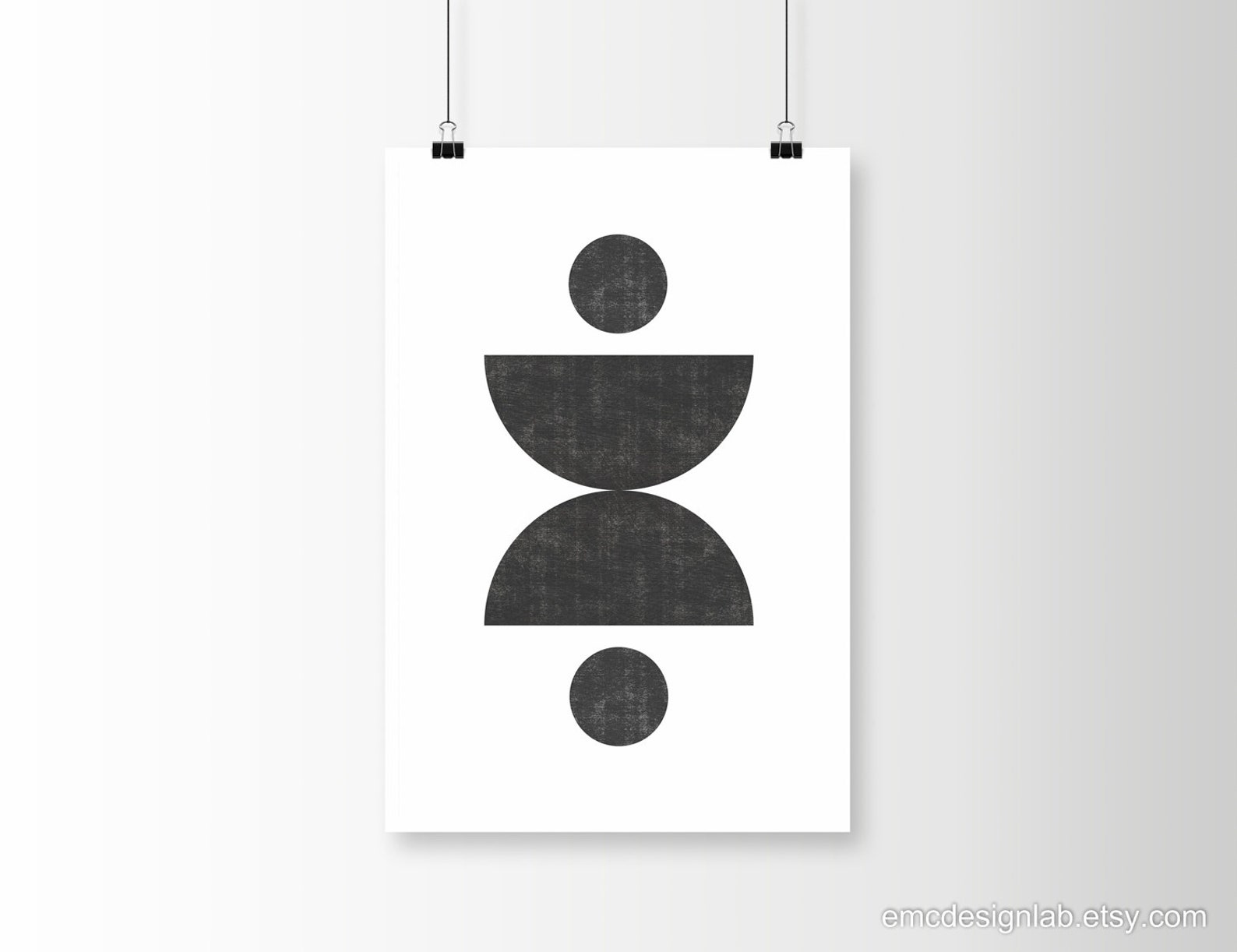 Minimalist Half Circle Black and White Print Abstract Etsy