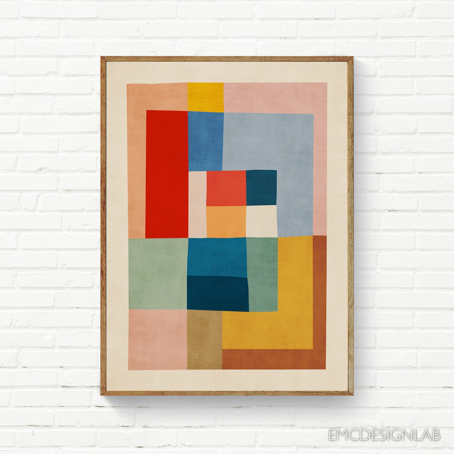Modern Colorful Mid-century Art Print Geometric Hard Edge Painting