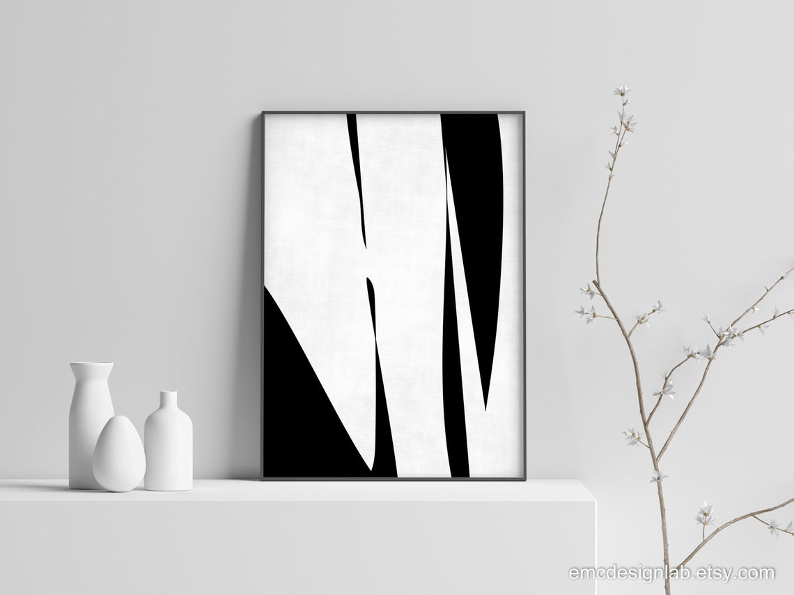 Black and White Minimalist Painting Large Size Abstract Art - Etsy