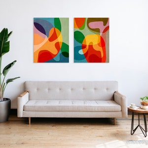 Set of 2 Colorful Modern Art, Set of 2 Mid-Century Abstract Prints, Vibrant Color Wall Art, Mid-Century Modern Prints, Bold Design image 8