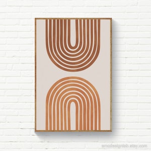 Terracotta Rainbow Print, Burnt Orange Rainbow, Minimalist Boho Print, Modern Abstract Wall Art, Instant Download