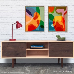 Set of 2 Colorful Modern Art, Set of 2 Mid-Century Abstract Prints, Vibrant Color Wall Art, Mid-Century Modern Prints, Bold Design image 6