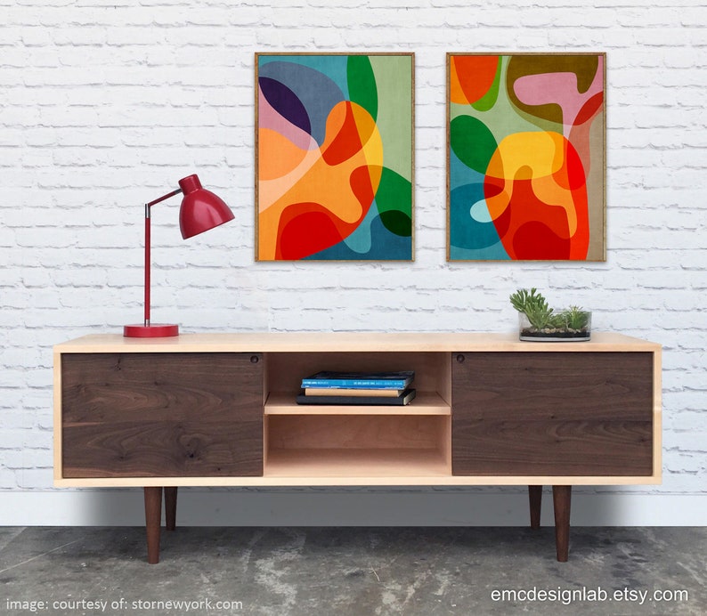 Set of 2 Colorful Modern Art, Set of 2 Mid-Century Abstract Prints, Vibrant Color Wall Art, Mid-Century Modern Prints, Bold Design image 6