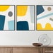 Set of 3 Blue Yellow Gray Wall Art Set of 3 Original Prints - Etsy