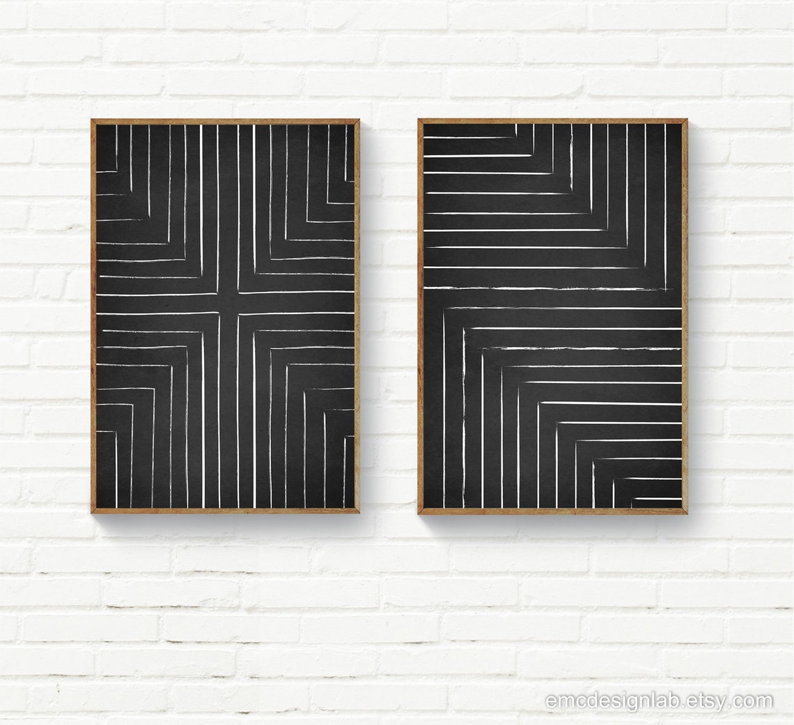 Black & White Digital Wall Art Minimalist Poster Living Room | Etsy