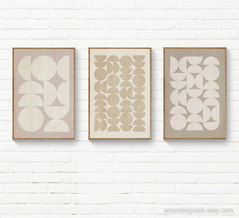 Beige Wall Art Decor Beige Prints Midcentury Beige Print Etsy