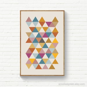 Colorful Triangle Wall Art, Nursery Decor, PlayRoom Wall Art, Colorful Geometric Print, Colorful Triangle Poster Design Office Artwork