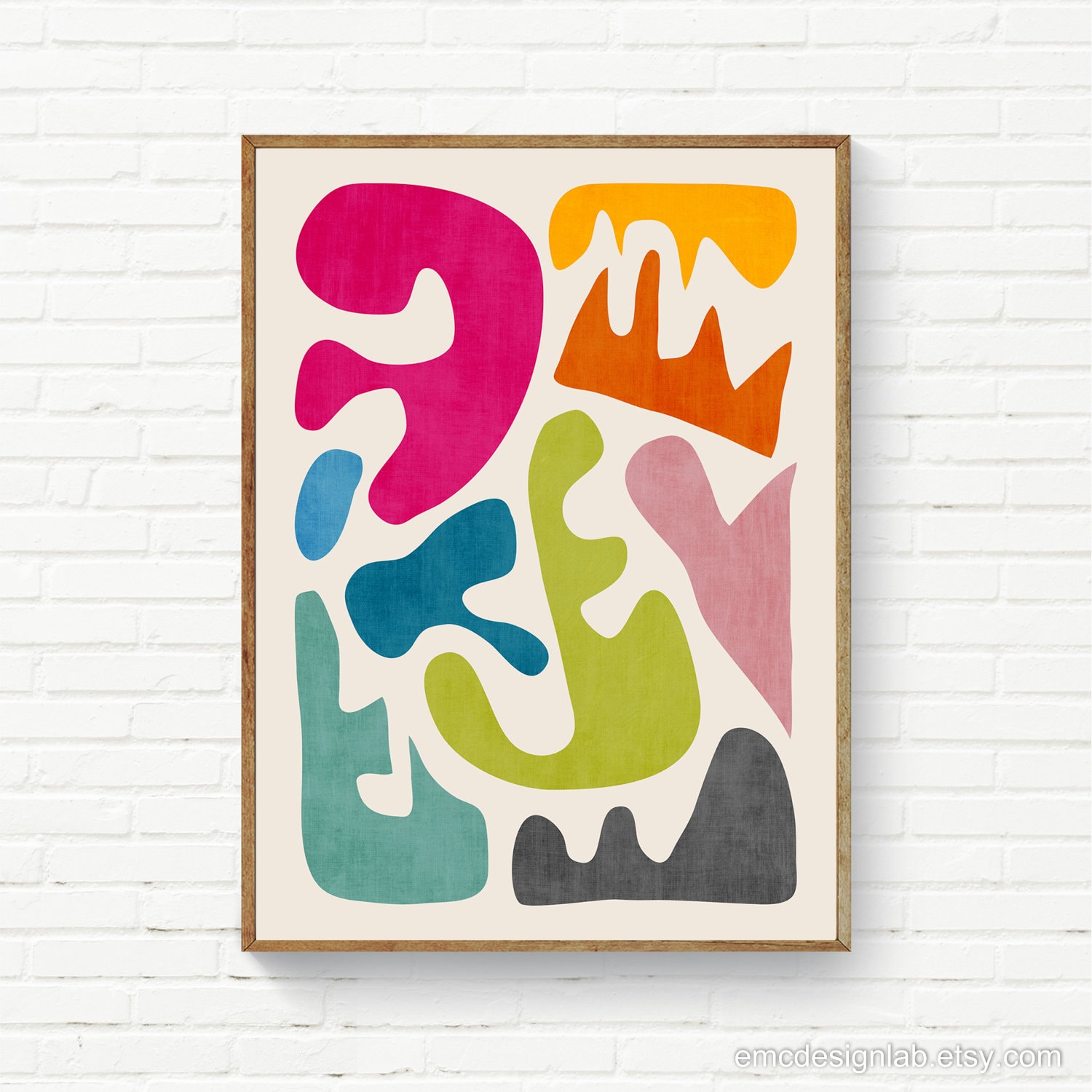 Multicolored Abstract Shapes Artwork Vivid Bright Original