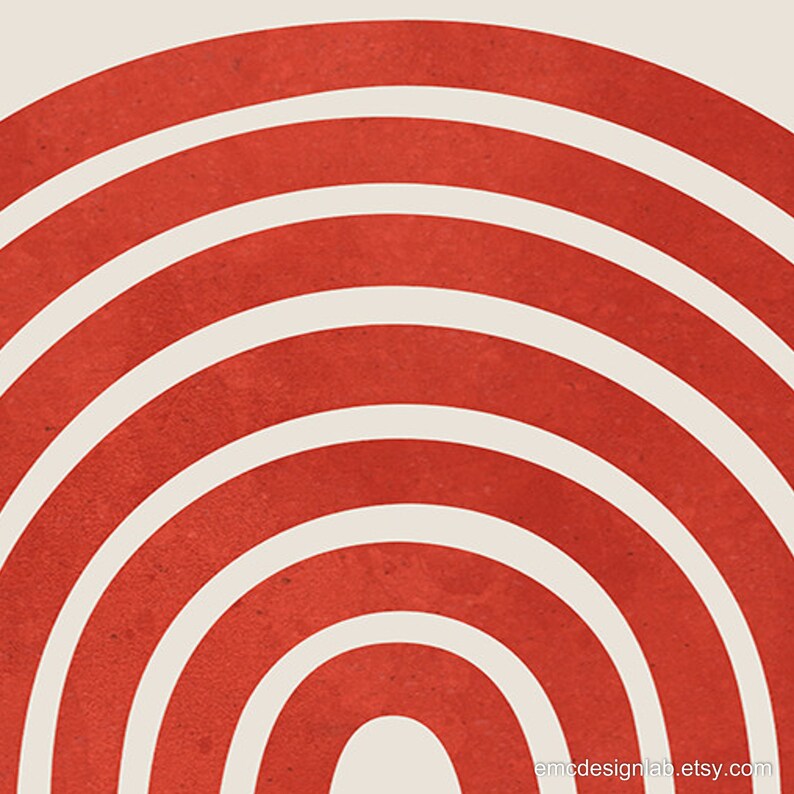 Abstract Modern Print Red Rainbow Art Minimalist Boho Etsy