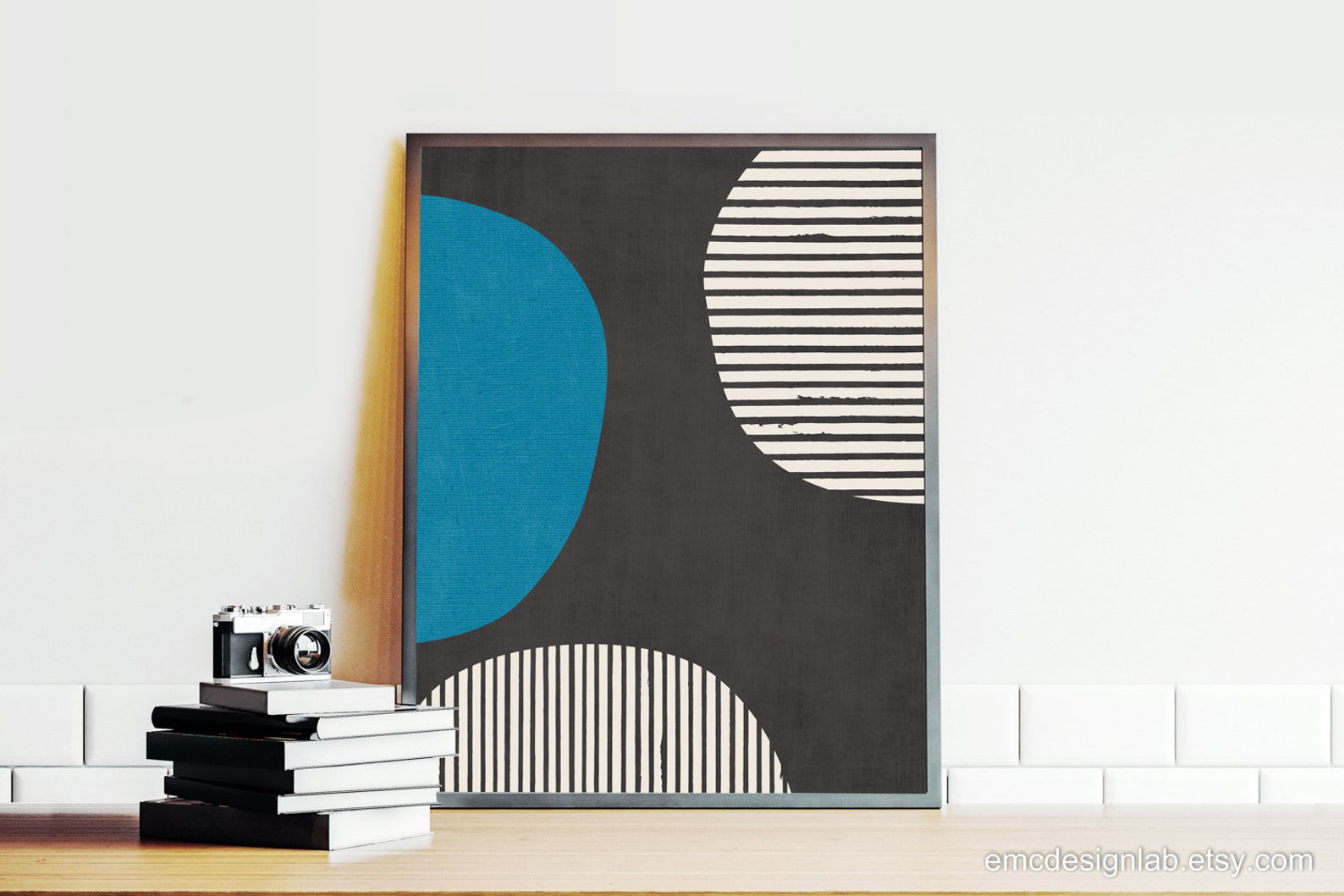 Minimalist Blue White Gray Wall Art Modern Studio Modern Etsy