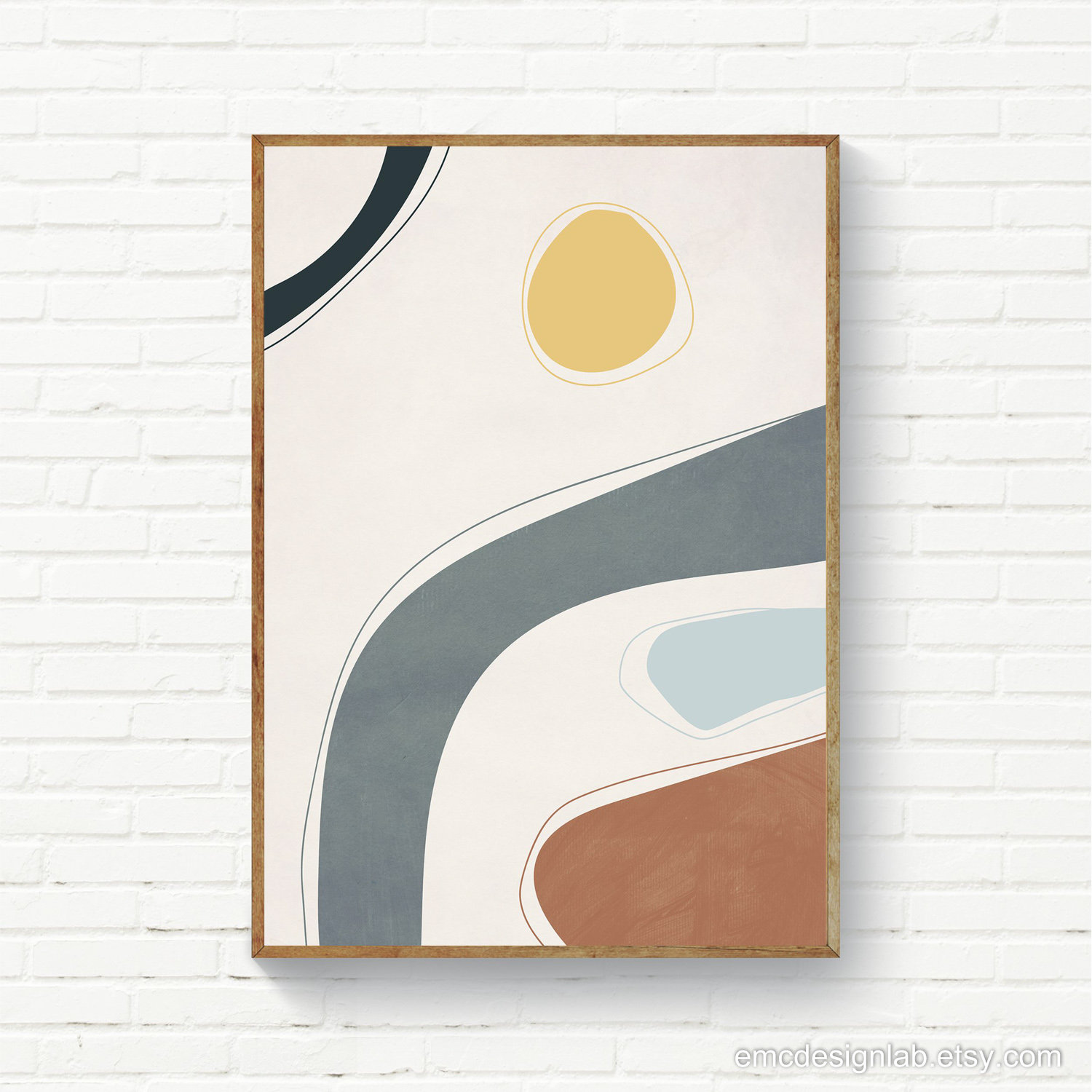 Abstract Minimalist Shapes Wall Art, Yellow Gray Rust, Abstract Prints ...