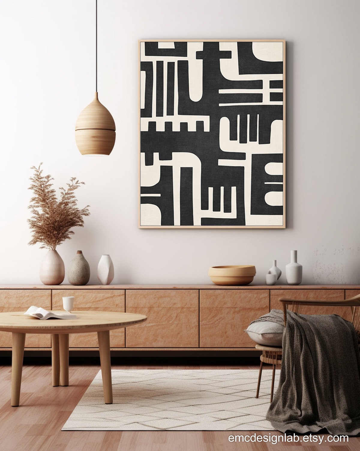 Black & White Abstract Geometric Artwork Off-white Light Cream Black ...