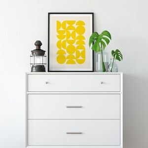 Bright Yellow Modern Wall Art Print / Simple Minimalist Design Yellow Semicircles Wall Art / Pineapple Lemon Electric Yellow Artwork Design image 9