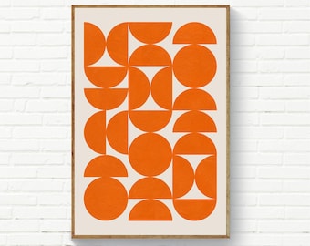 Orange SemiCircles Print, Half Circles, Half Moon Wall Art, Nursery Wall Decor, Living Room Wall Art, Office Prints