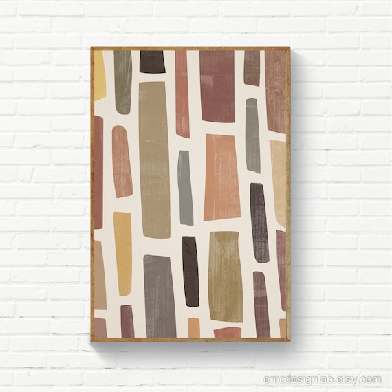 Rectangular Abstract Wall Art Rectangular Organic Shapes Etsy