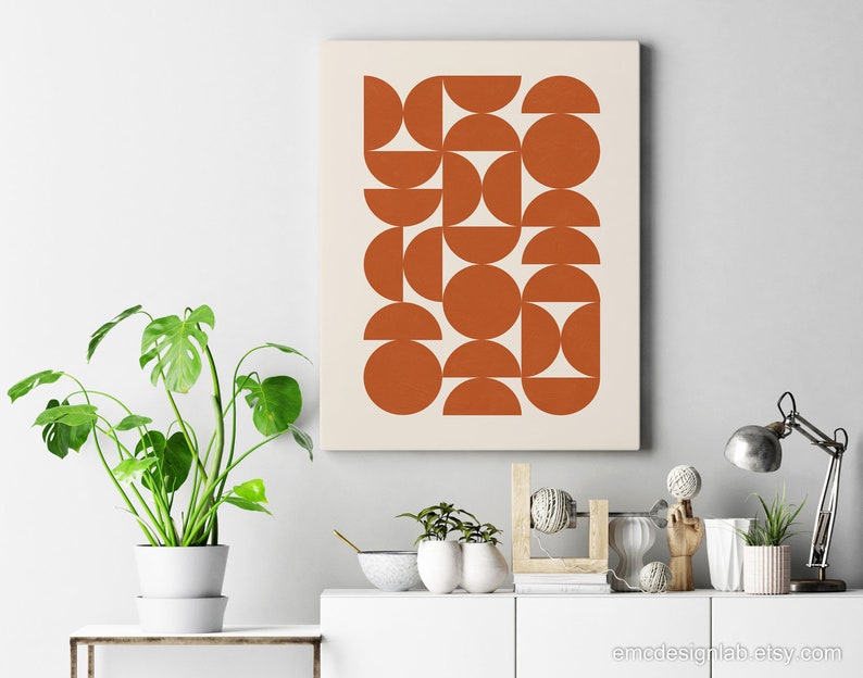 Burnt Orange Wall Art Orange Semi Circles Prints Burnt Etsy