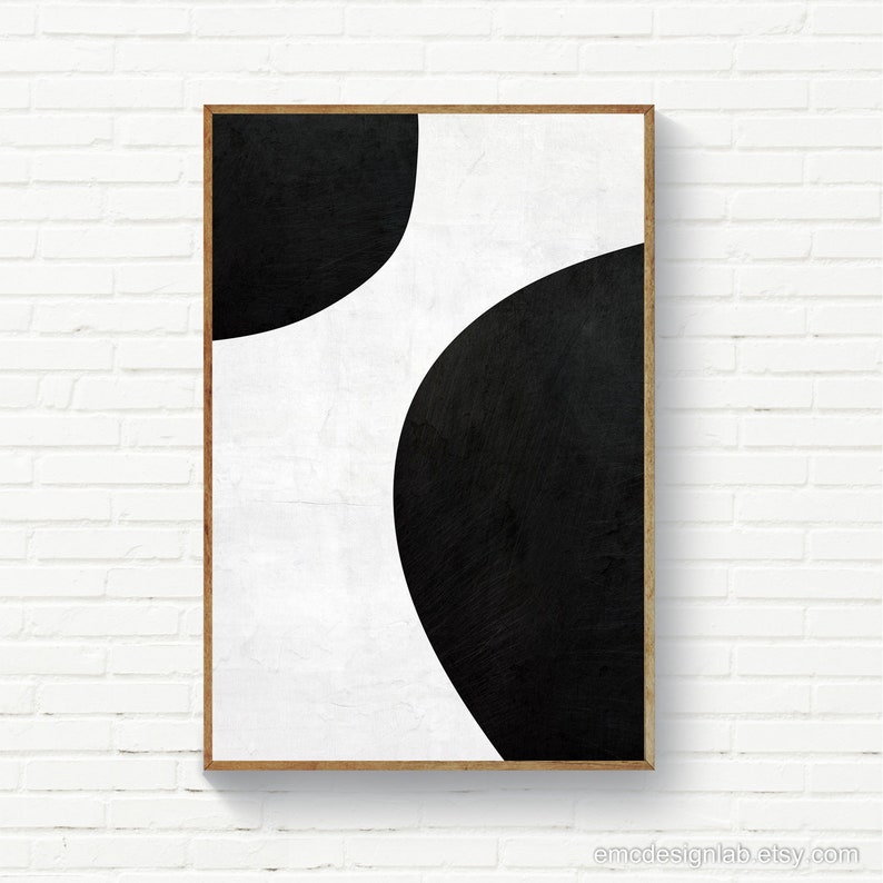 Minimalist Abstract Black & White Wall Art Abstract Etsy