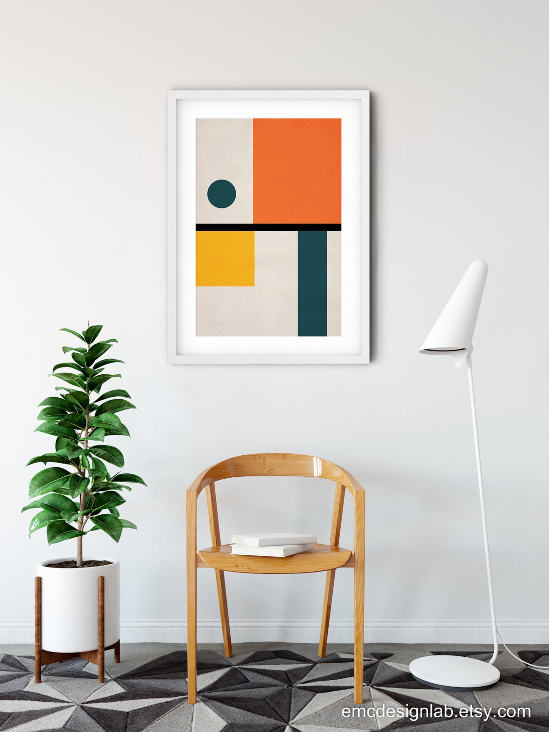 Geometric Abstract Art Print Bauhaus Style Wall Art Yellow | Etsy