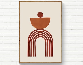 Terracotta Rainbow Print, Burnt Orange Print, Scandinavian Modern Print, Instant Download Abstract Geometric Wall Art