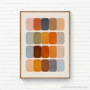 Abstract Colorful Print Mid-Century Modern Colorful Wall Art, Office Prints, Modern Living Room Artwork, Abstract Geometric Posters