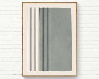 Gray Wall Art Minimalist Art Print Modern Black Lines Gray Color Block Modern Minimalism