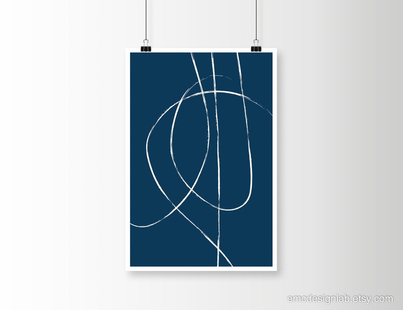 Navy & White Wall Art Poster Large Size Navy Cream Printable Etsy