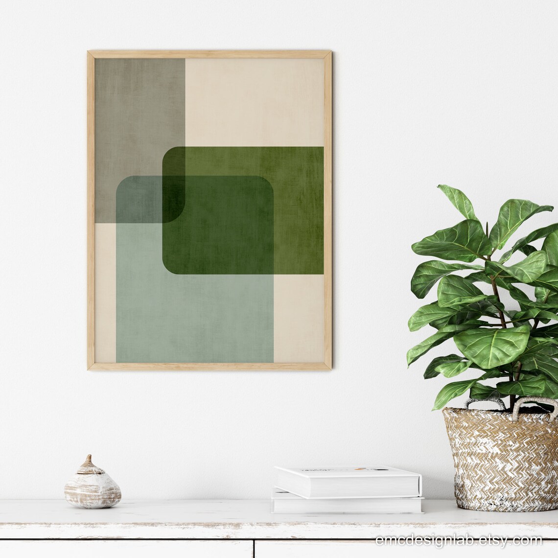Dark Green Abstract Geometric Wall Art Green & Gray Minimal - Etsy